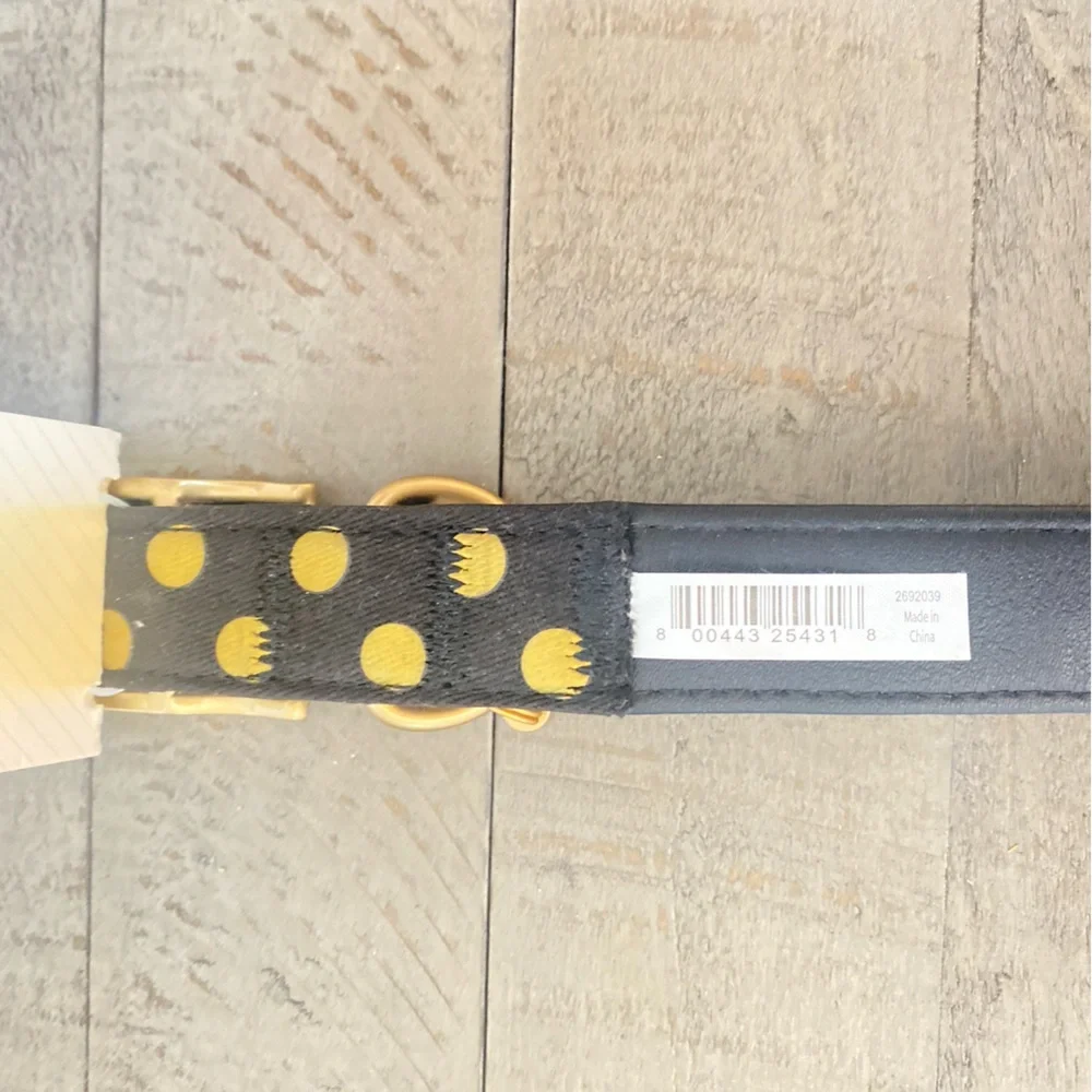 Bond & Co NWT Black and Gold Dog Collar with Polka Dot Design L/XL Pet Lovers